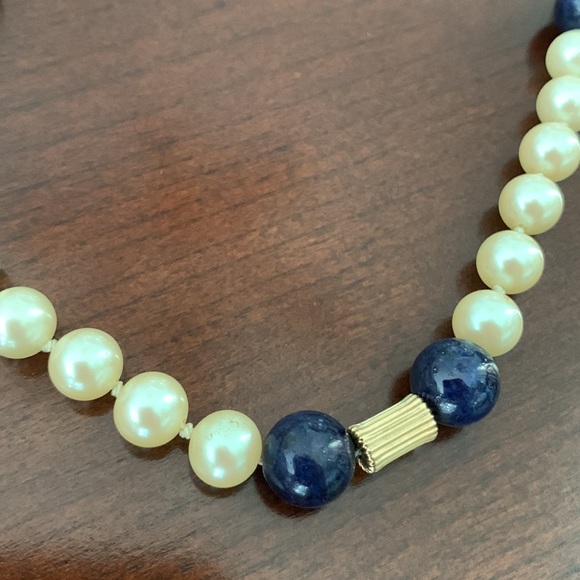 Pearl Lapis Necklace - Picture 2 of 5